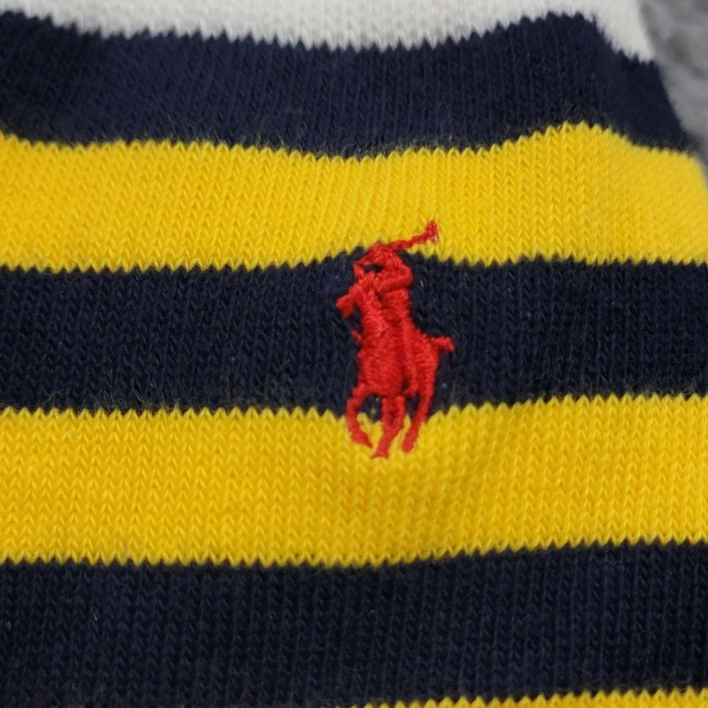 Polo Ralph Lauren Socks Mens 10-13 Multicolor Stripe Pony Crew 2 Pairs Mid Calf